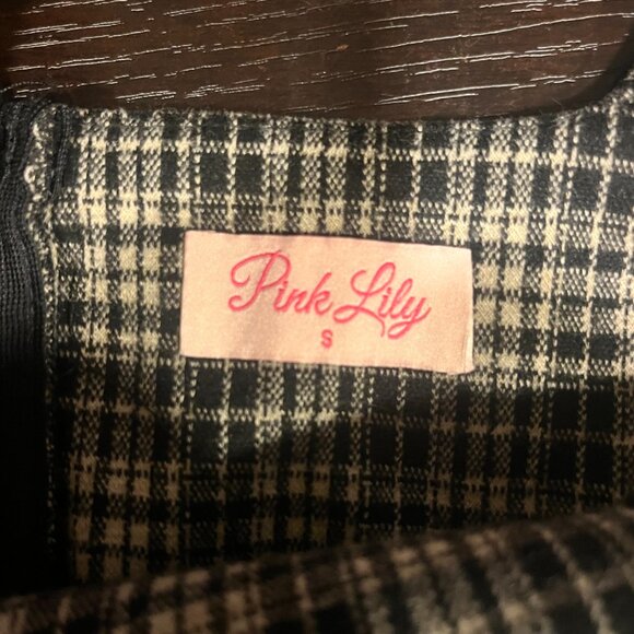 Pink Lily Dark Academia Black Plaid Overall Dress Size Small - Picture 4 of 7
